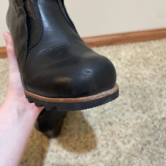 Sorel Size 7 Fiona Wedge Lux Leather Ankle Boots Black Pull On - Picture 10 of 16